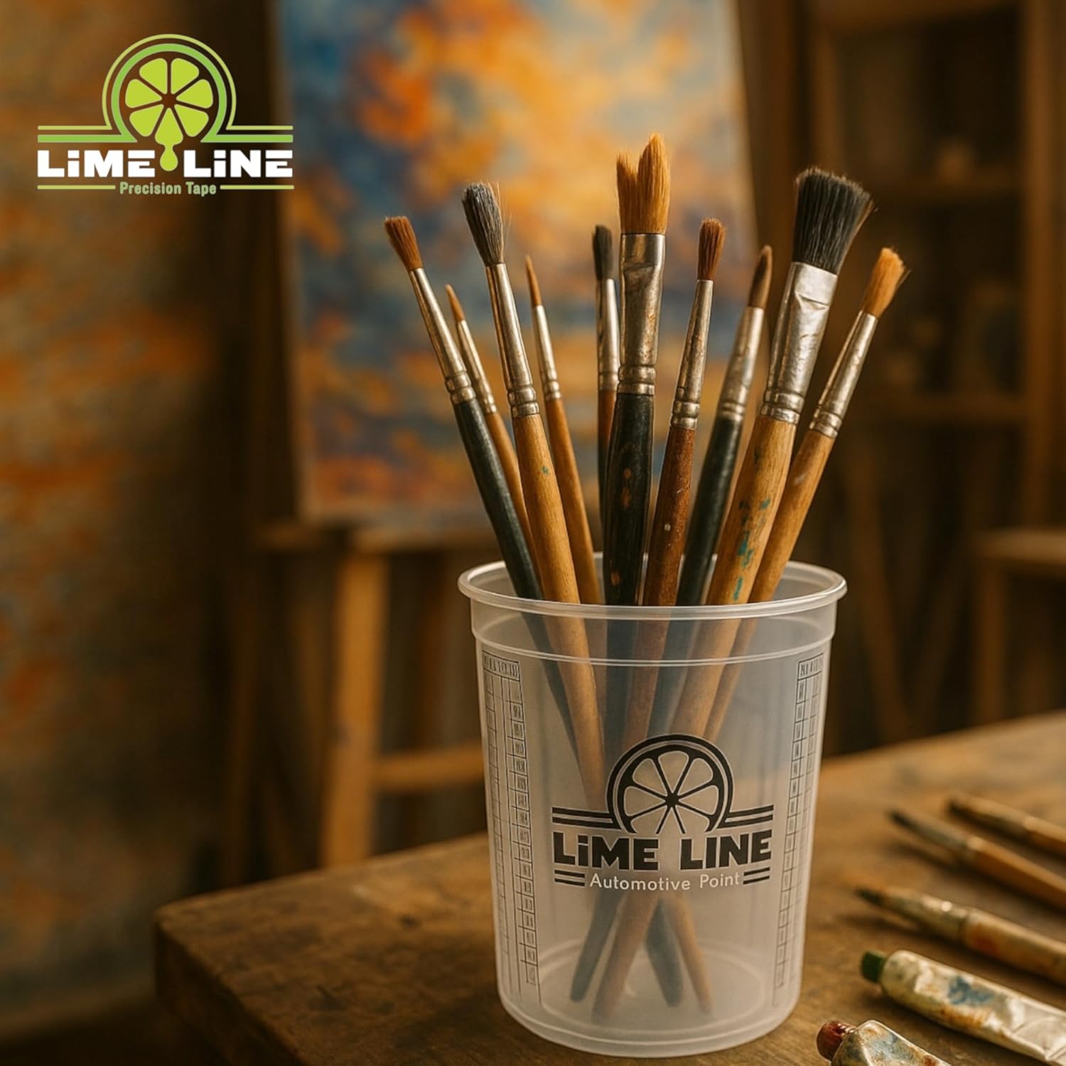 LiME LiNE Solvent Resistant Mixing Cups - Quart Size Disposable Automotive Paint & Epoxy Measuring Cups Graduated 4:1, 3:1, 2:1 Ratios with Ounce & Milliliter Markings (Pack of 32)