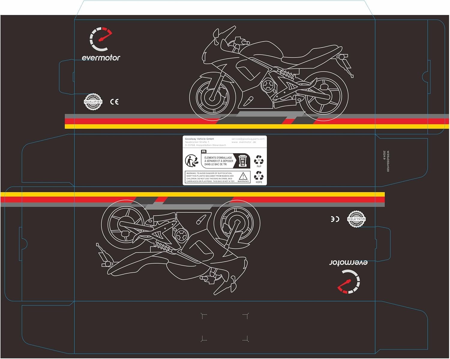 Evermotor Uniwersalne lusterko wsteczne do motocykla, skuter, homologacja E, lusterko wsteczne E4, 1 x gwint M10 po prawej stronie + 1 x gwint M10 po lewej stronie, 2 x gwint M8 prawy + 1 x gwint M8