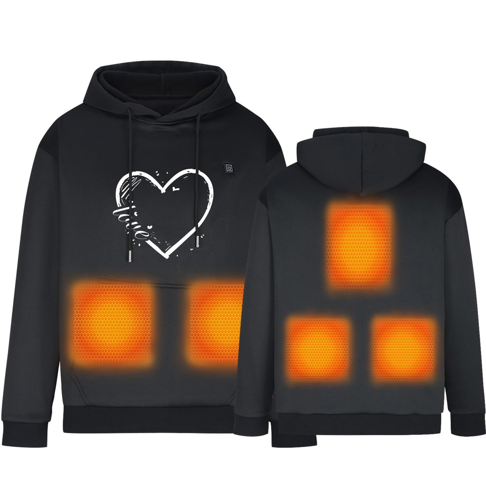 Verwarmde Hoodies USB Verwarmde Hoodies Voor Heren Dames, Verwarmd Sweatshirt Unisex Met 9 Verwarmingszones, Snelle Verwarming, USB Elektrische Verwarmingskleding (batterijen Niet Inbegrepen),L, Black-Female Verwarmde Trui