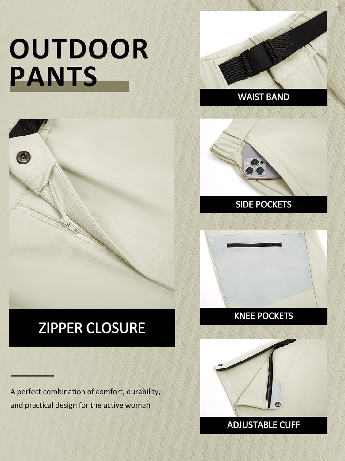 Yousify Women's Cargo Pants Quick Dry Waterproof Elastic Waist Hiking Pants Outdoor Travel Sweatpants Joggers - Image 5