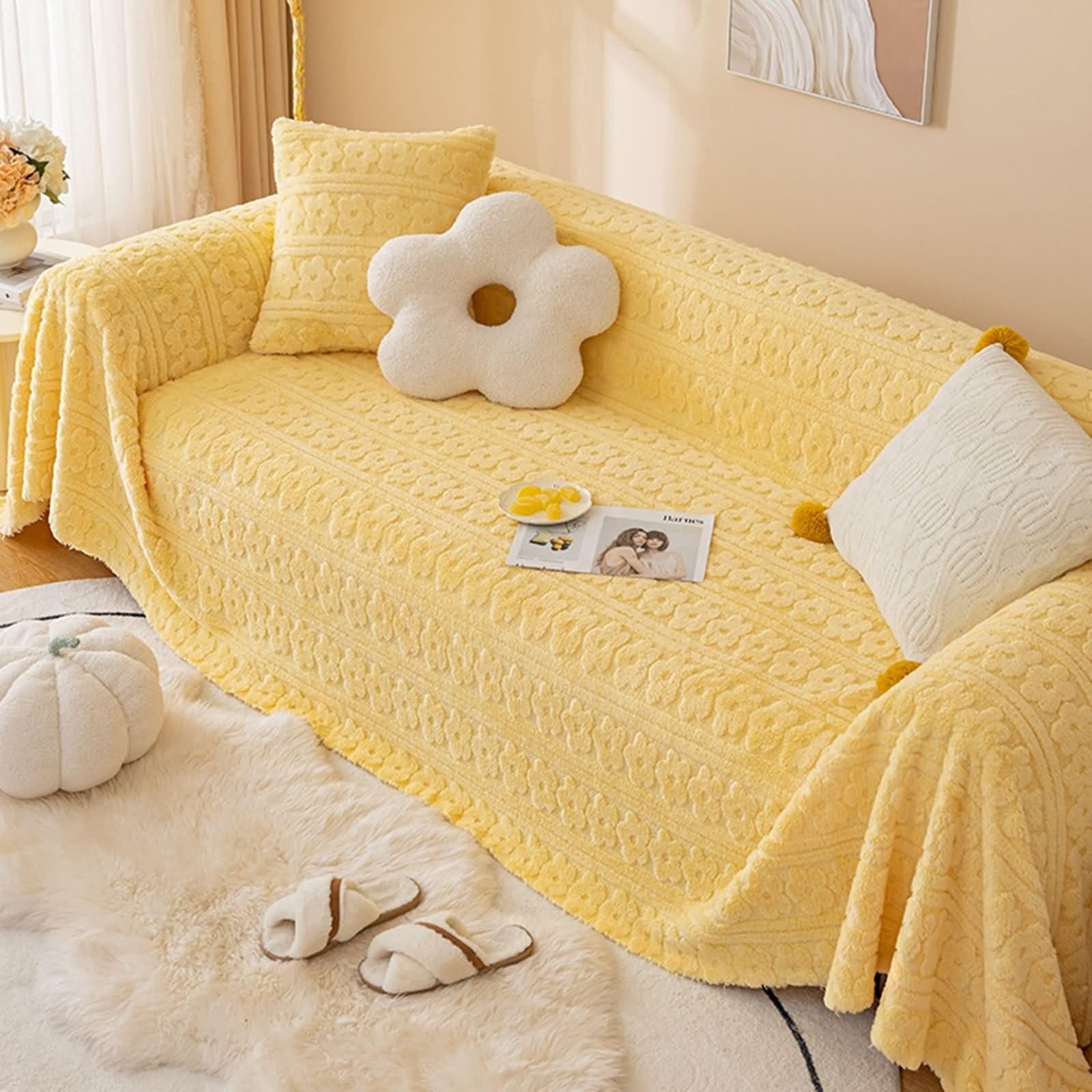 Protège canapé jaune anti-griffe pour chat et chien 2 places