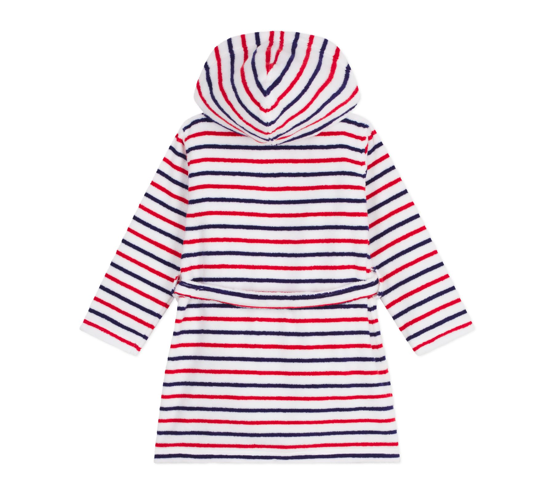 Petit Bateau Accappatoio Bambino in Spugna Cotone a Righe, Marshmallow/Multico, 2 anni