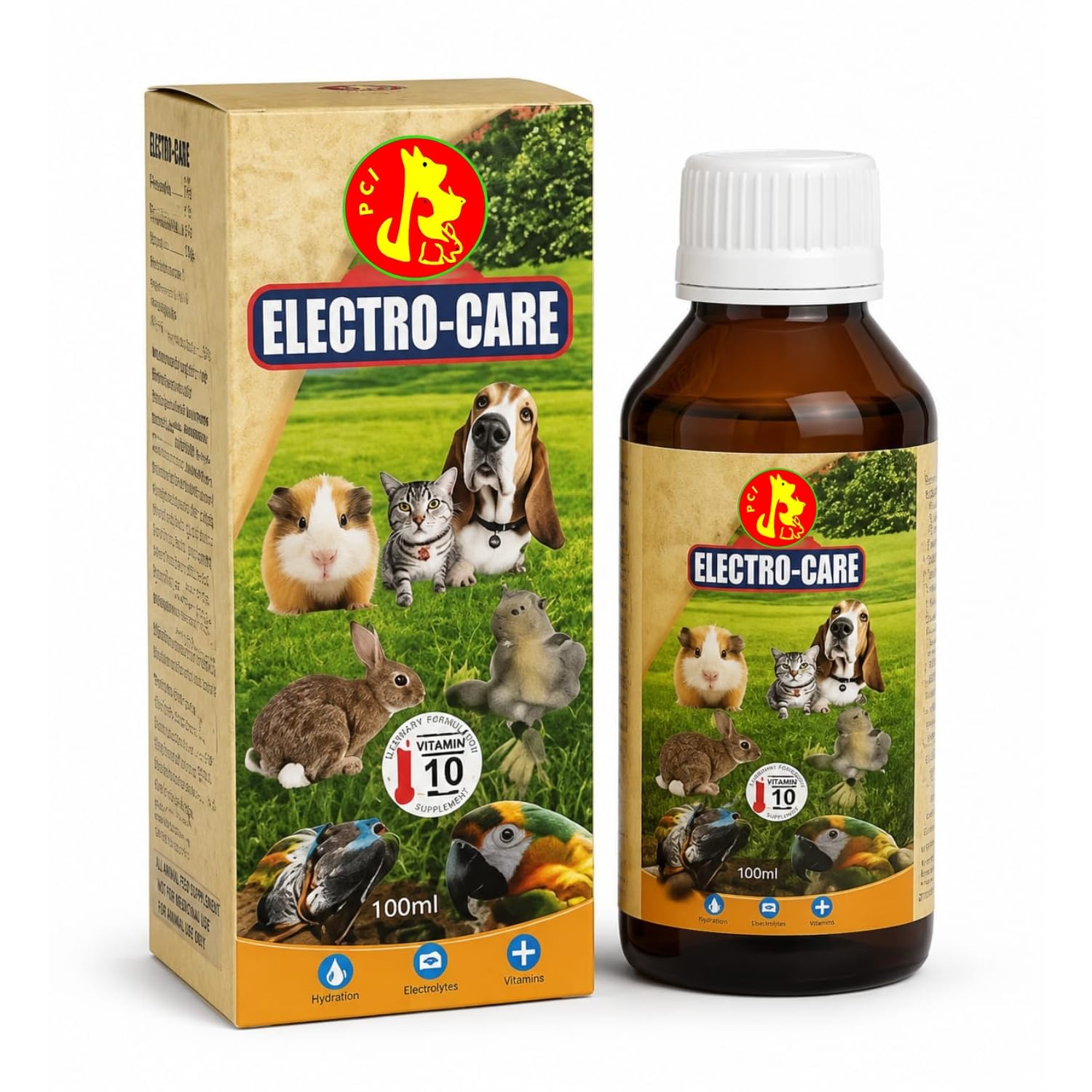Pet Care International (PCI) Electro-Care for Heat Stress, Loose Motion, Dehydration of Birds, Dog, Cat, Reptiles, Hamster, Marmoset, Iguana, Gecko, Dwarf, Gerbil Healthcare (Pack of 2) (100ml)-image-30