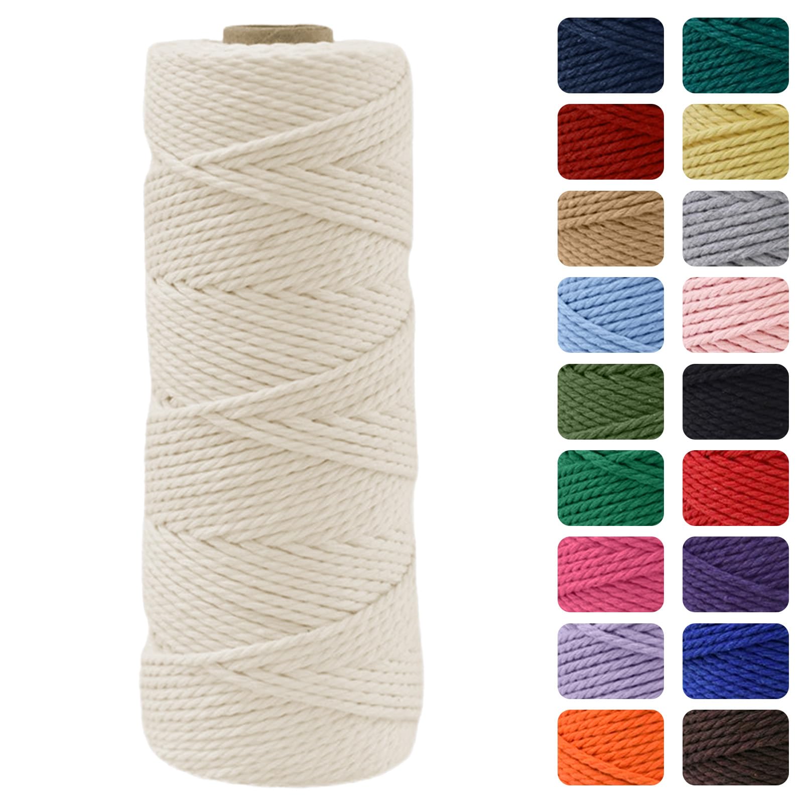 MOMAHUA 2MM Macrame Cord Rope 100m Ivory Chemical Free Rope for DIY Crafts,Home Decor and Gift Wrapping,Christmas Wedding Decors — image 1