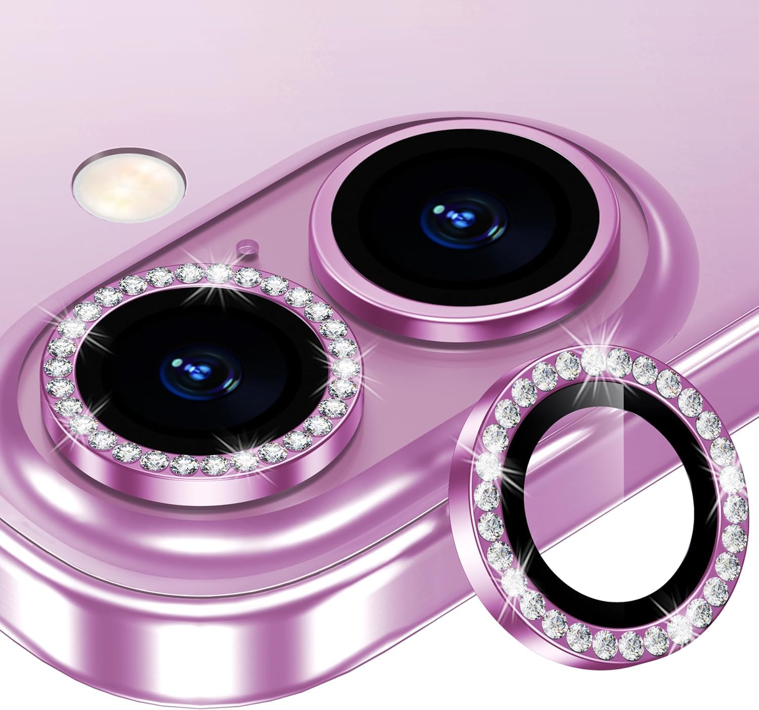 CLITZ for iPhone 16/16 Plus Camera Lens Protector Bling Individual Metal Diamond Ring 9H Hardness Scratchproof Protector, Stylish Phone Accessories, Case Friendly (Pink Diamond) (B0DH2N13J6) Amazon Price History, Amazon Price Tracker