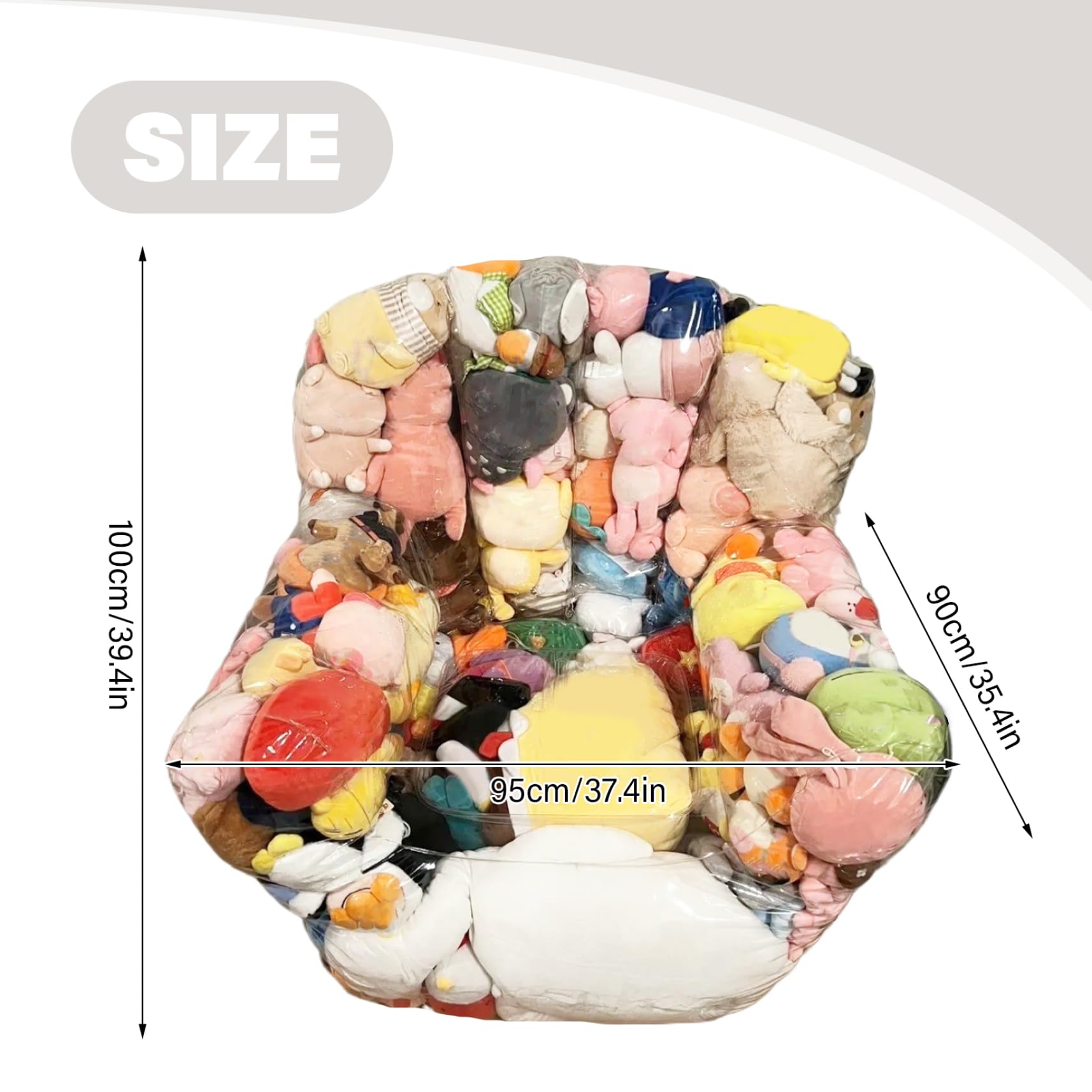 Puf transparente para almacenamiento de animales de peluche, bolsa organizadora impermeable de PVC para niños con cremallera, almacenamiento de juguetes de peluche para dormitorio y sala de jueg