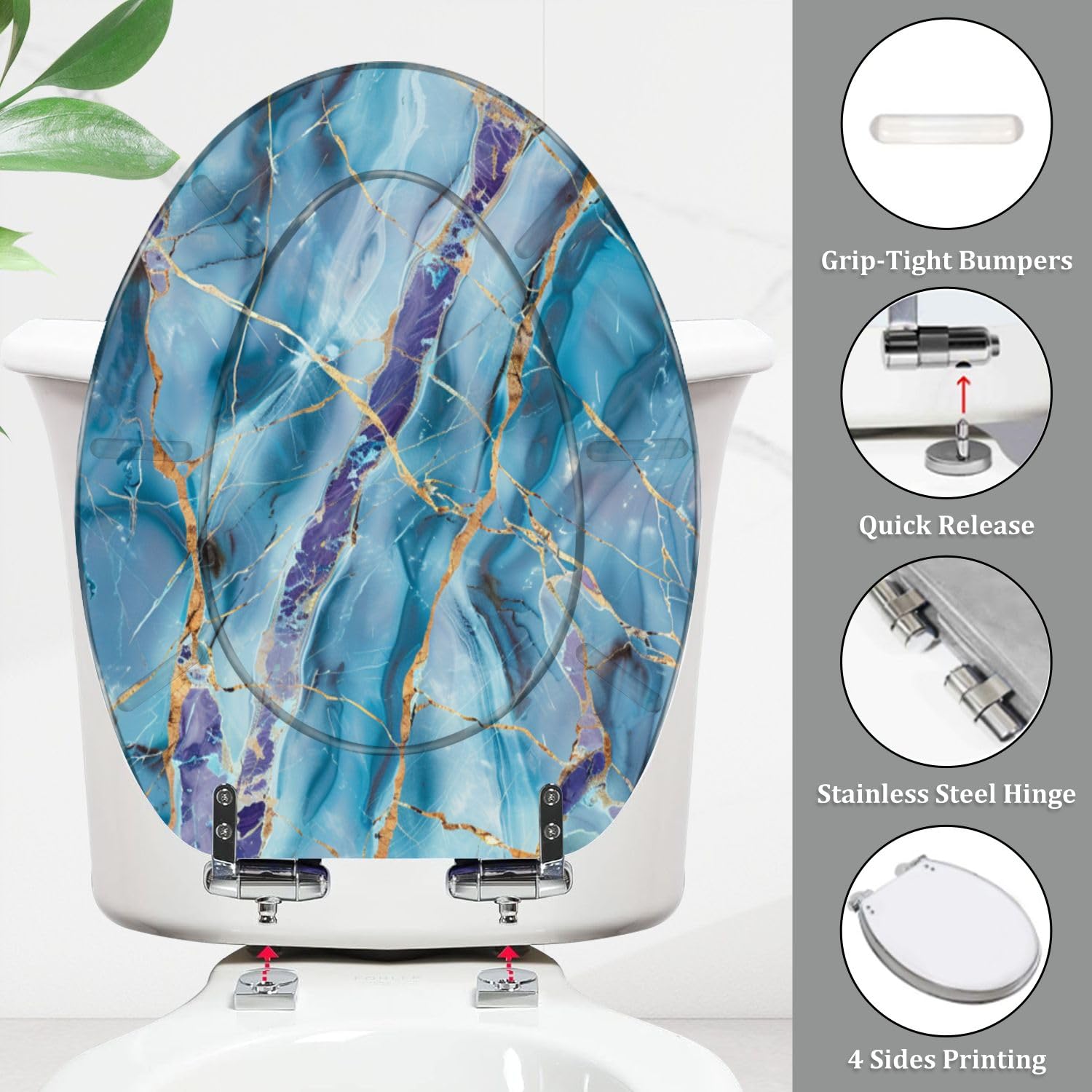 Asiento de inodoro genérico alargado de resina para baño