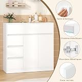 YUNSCEND Mobile da Bagno Bianco con 2 Ante e 4 Cassetti Ripiani Regolabili - 9