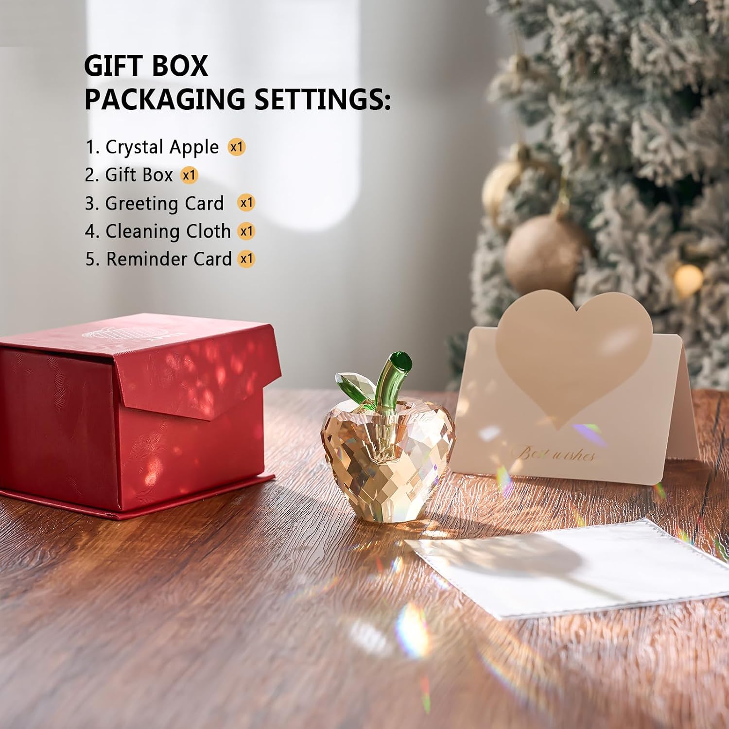 Crystal Apple Ornament Glass Fruits Collectibles Apples for Home Office Kitchen Table Decor (Champagne) image 4