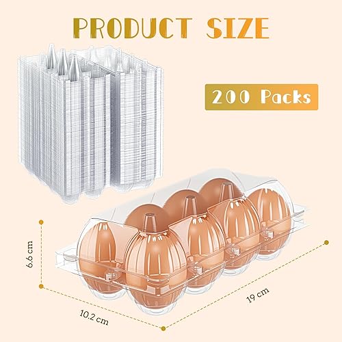 Miniatura 19 de Zubebe 200 cajas de cartón de plástico transparente para huevos, bandeja vacía para pollo a granel que se sostiene de forma segura para granja