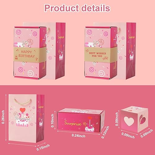 Miniatura 2 de Ecmln Caja de regalo sorpresa explosiva, caja de dinero plegable de 12 bombas, paquete rojo explosivo con confeti, caja de regalo de explosión de