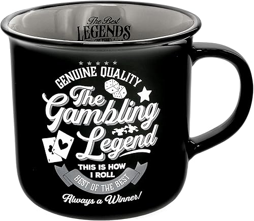 Pavilion Gift Company - Gambling Legend - Taza de cerámica de 13 onzas, taza de café de doble cara, regalos de juego para hombres, 1 unidad, paquete