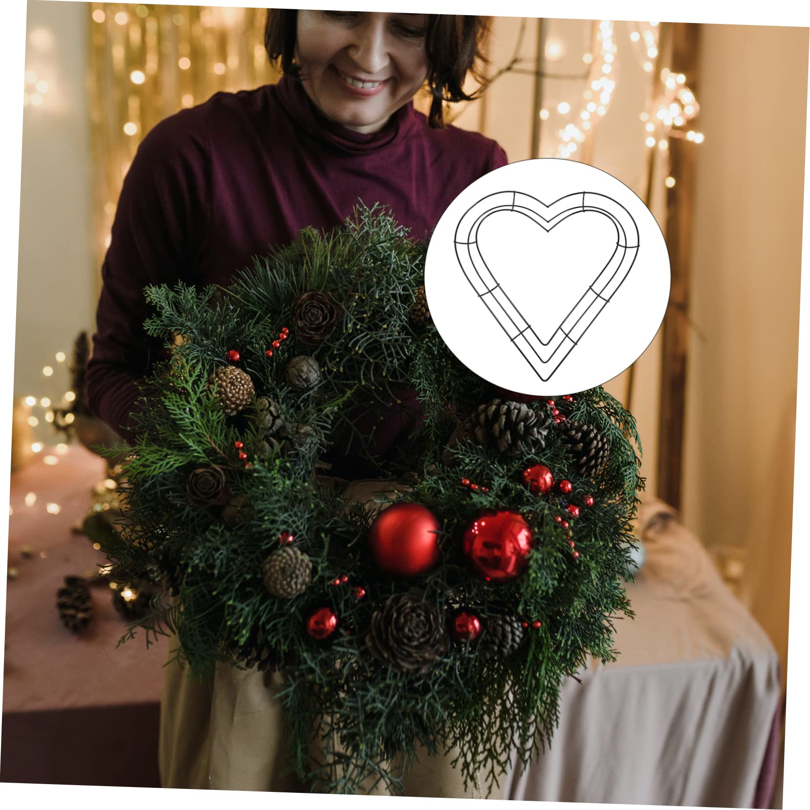 6stücke Herzförmige Drahtkranz-Ringe Für -blumenkränze Für Valentinstag Und Kreative Dekorationen Innen Und Außenbereichen