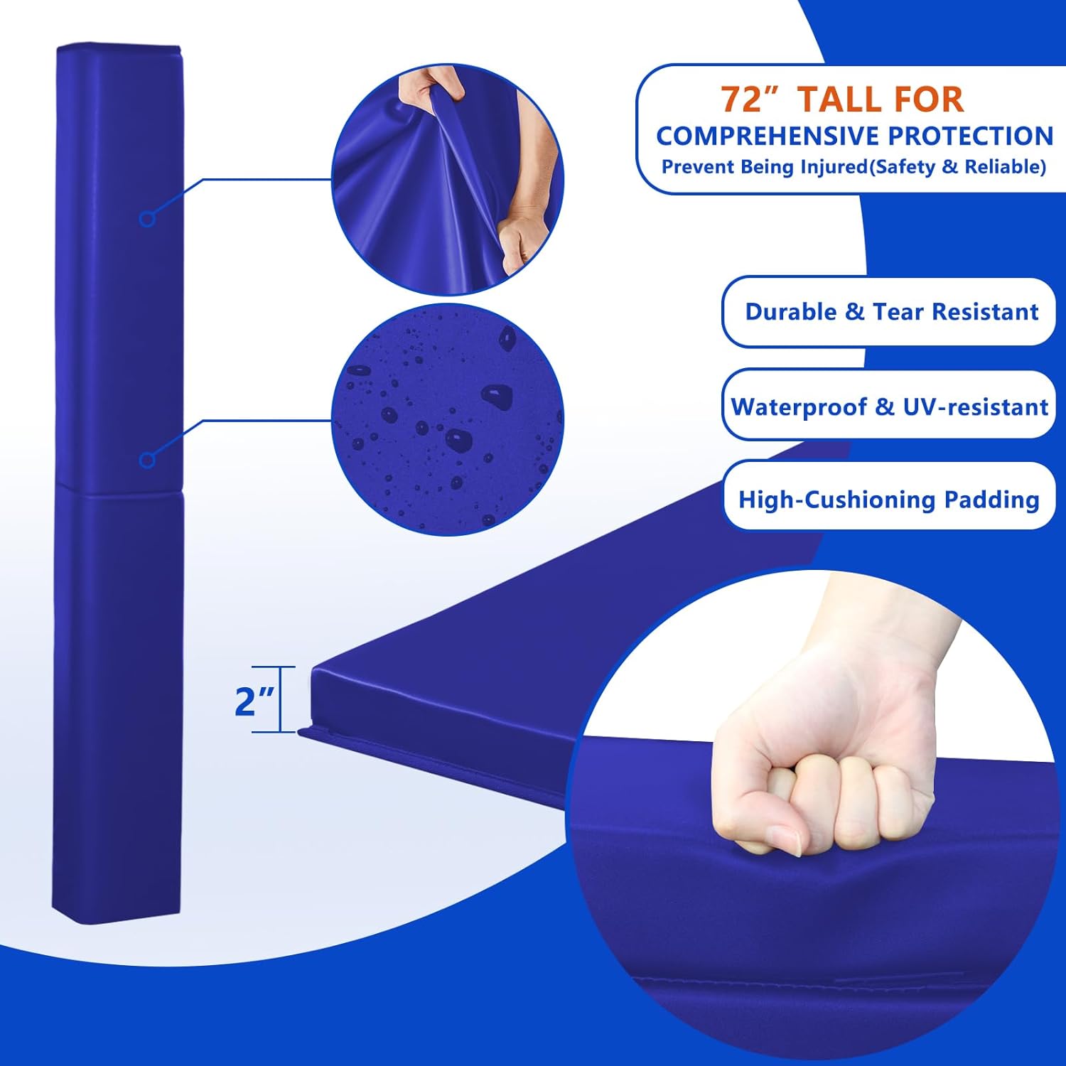 Square Pole Padding Basketball Pole Pads Deluxe Weatherproof Goal Padding Pole 2''/ 4'' Thick Basketball Hoop Pad Durable for Protection(Fit 4'' to 6'' Pole-6 Feet Tall)