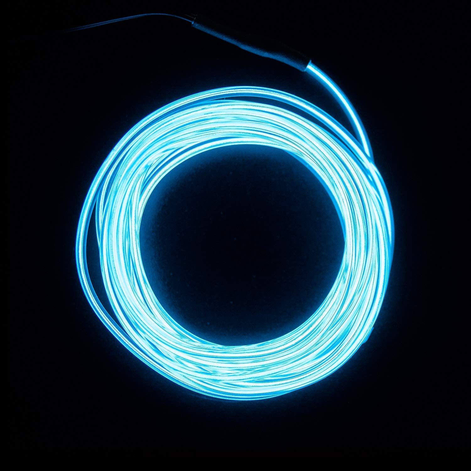 Cable LED Tira de Luces de Neon Flexible de Alimentado 3 Modos de Funcionamiento, Decoración de Coche, Fiestas, Disfraz de Carnaval (Azul helado, 5M)