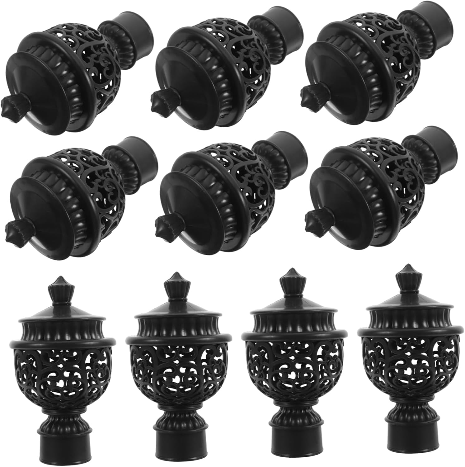12pcs Roman Curtain Rod Fittings Finials for Window Treatment Drapery Rod Ends Only