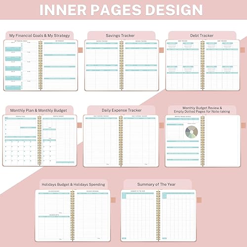 Miniatura 4 de Regolden-Book Planificador de presupuesto, libro de presupuesto mensual sin fecha con bolsillos, cuaderno de seguimiento de gastos, tapa dura,
