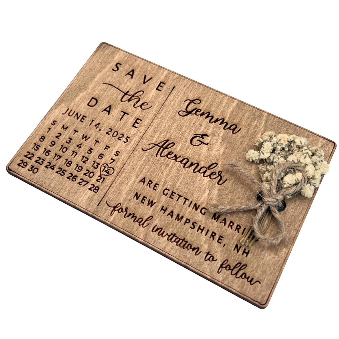 Wooden Magnet Save the Dates for Weddings, Floral Save the Date Magnets - Rustic Wedding Magnets 100% Birch Wood