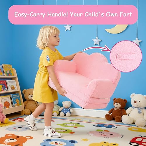 Miniatura 86 de Tiita Silla infantil de felpa para niños, sofá de felpa que brilla en la oscuridad, sofá para niños pequeños con funda lavable, asa de transporte,