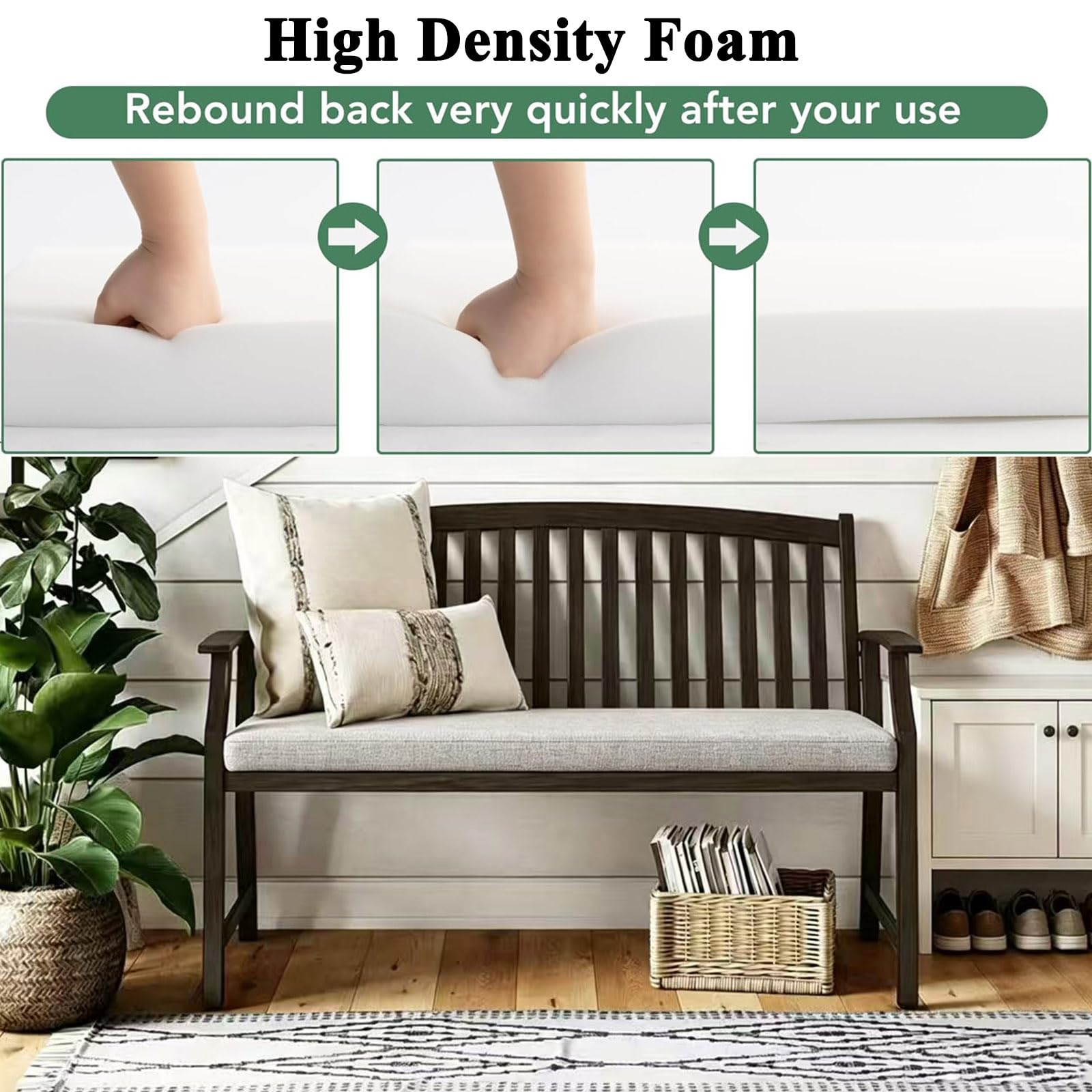 elementsicks RWY クッション Amazon.com: MICUSHION 44x14 Inch Piano Bench Cushion for Indoor