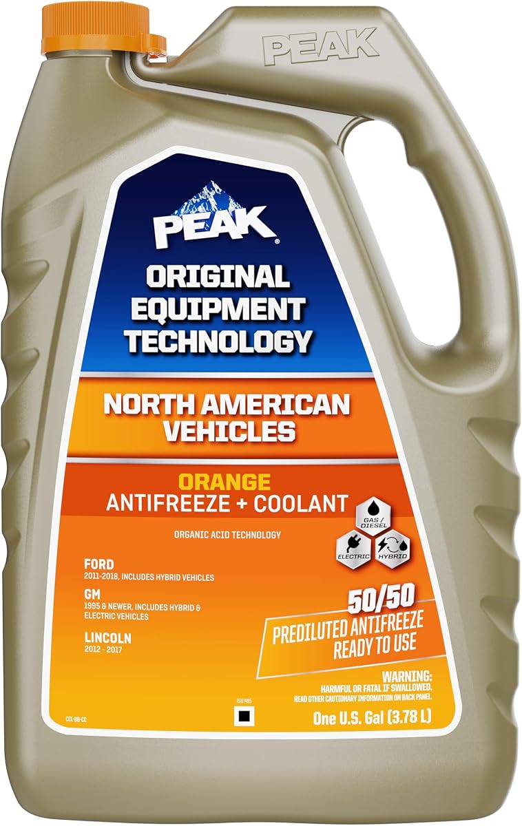 PEAK OET Extended Life Orange 50/50 Anticongelante/Refrigerante Prediluido para Vehículos Norteamericanos, 1 Gal.