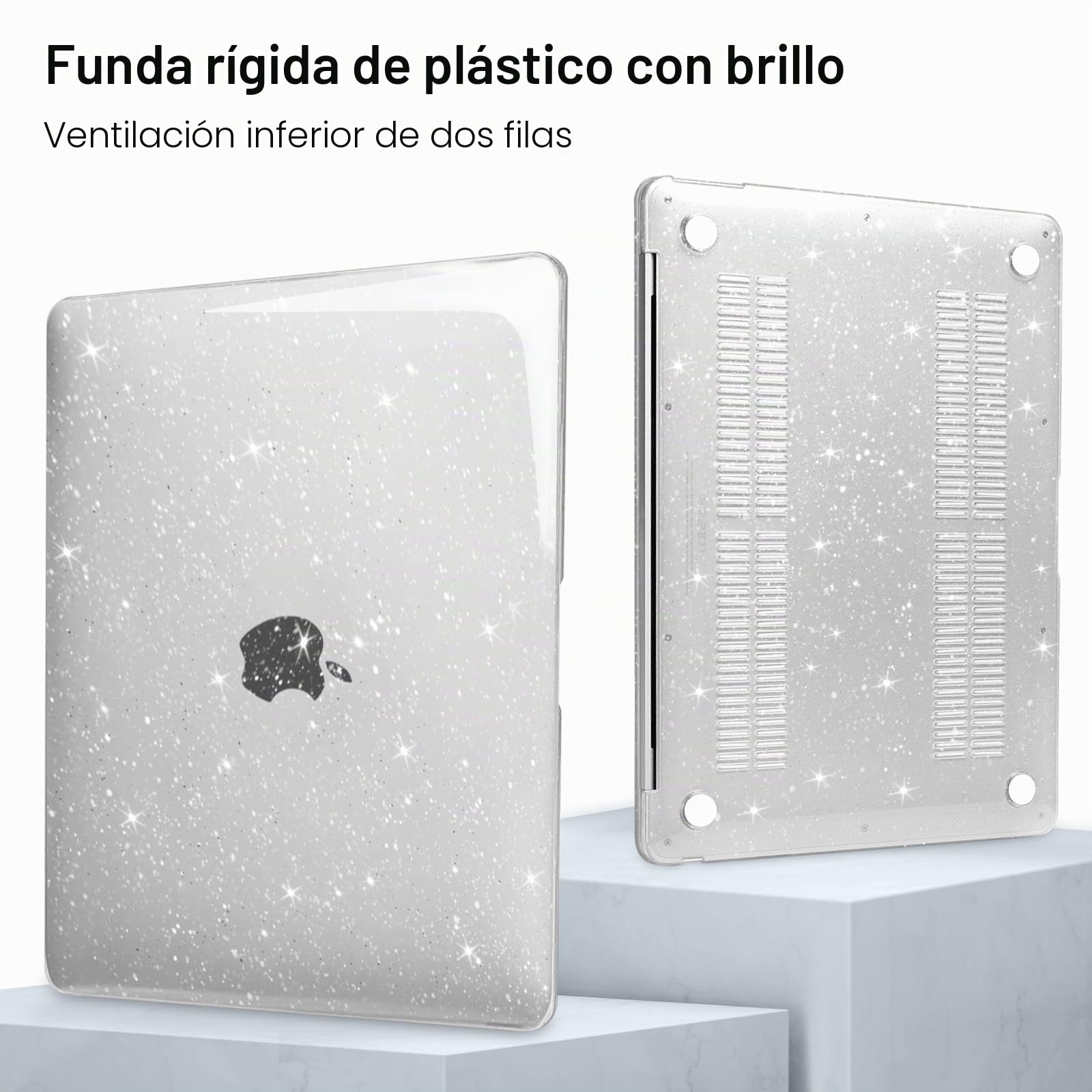 MOSISO Funda Compatible con MacBook Air 15 Pulgadas 2026-2023 A3448 M5 A3241 M4 A3114 M3 A2941 M2 Chip, Brillante Brillo Plástico Carcasa Dura&Tapa Teclado&Protector Pantalla&Bolsa,Traslucido