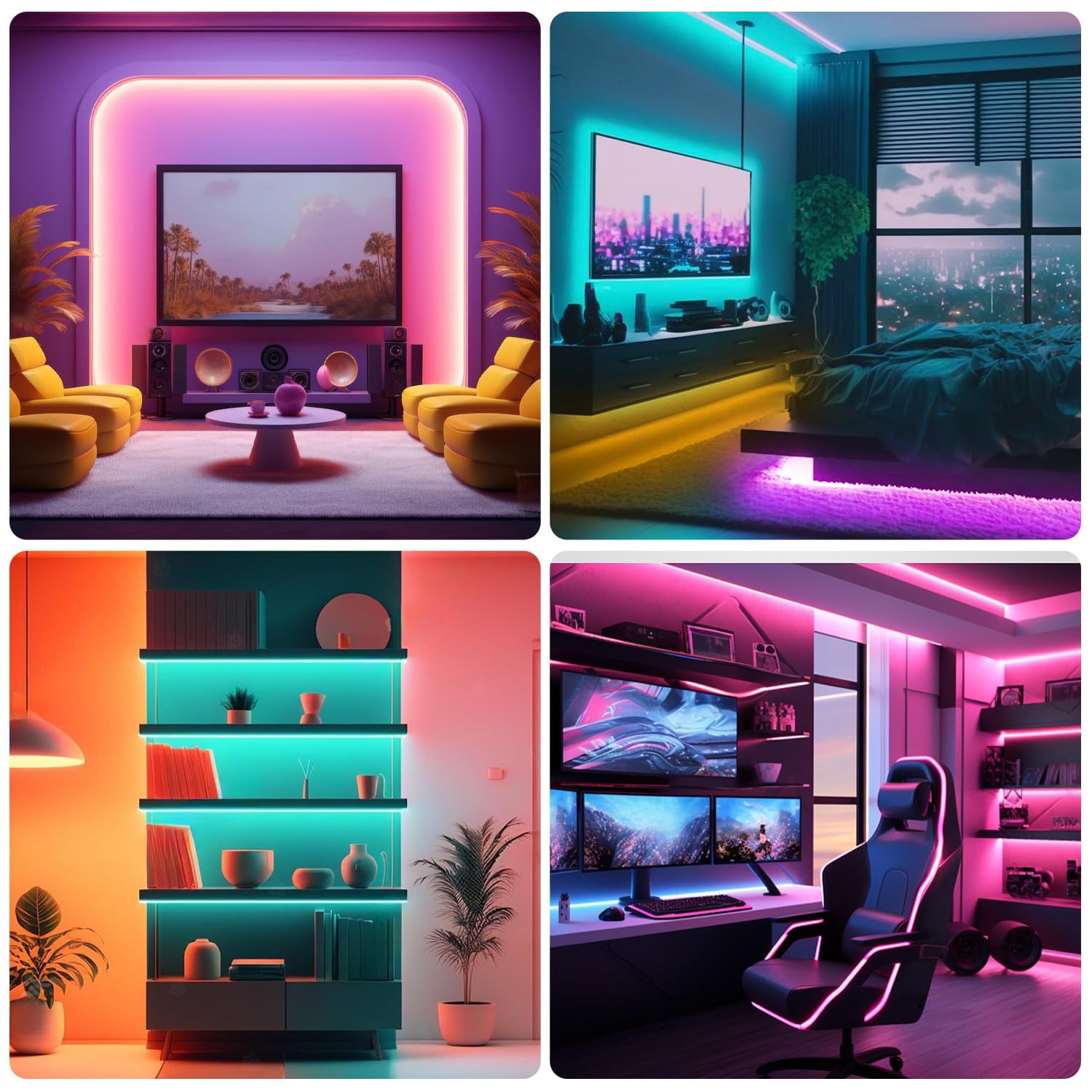 dalattin LED-Lichter für Schlafzimmer, 30 m, intelligenter LED-Streifen mit Fernbedienung, RGB-LED-Lichtstreifen, Musik-Synchronisation, Farbwechsel, Dekoration