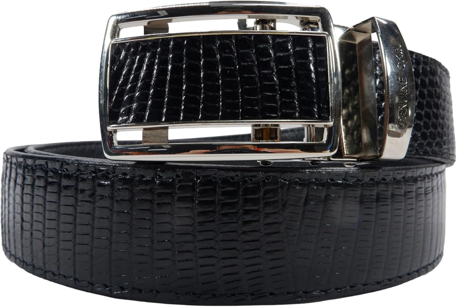 Genuine Lizard Skin Leather Auto Locking Men's Belt 46" Long