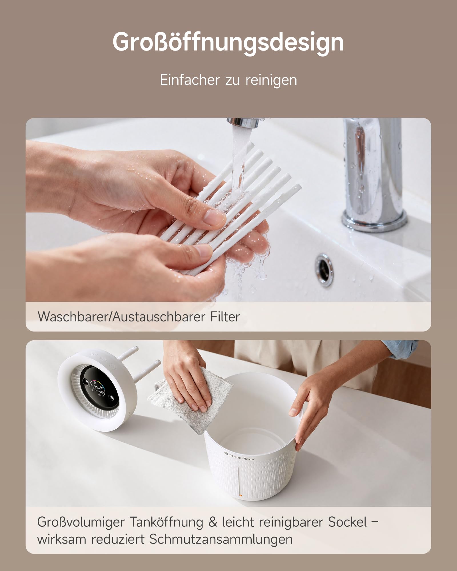 Space Player Luftbefeuchter Schlafzimmer Leise 3L Top-Fill Ultraschall, Kabellos 4000mAh Akku, Kaltnebel Luftbefeuchter mit Timer 2-8H, Auto Abschaltung Nachtlicht für Baby Kinderzimmer Büro Pflanzen
