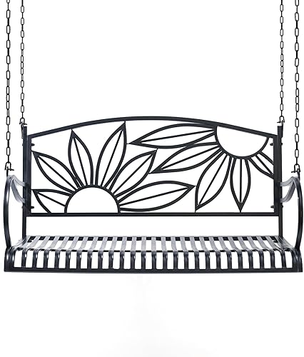 Miniatura 3 de Columpio de metal Mariposa resistente, sin portavasos, columpio de metal negro resistente a la intemperie con asiento cómodo