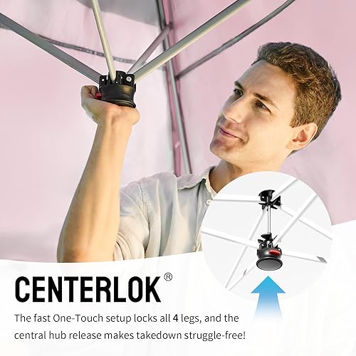 Miniatura 2 de CROWN SHADES Tienda de campaña con dosel, refugio portátil de 10 x 10 pies para exteriores con pared lateral de bolsillo, bloqueo central de empuje,