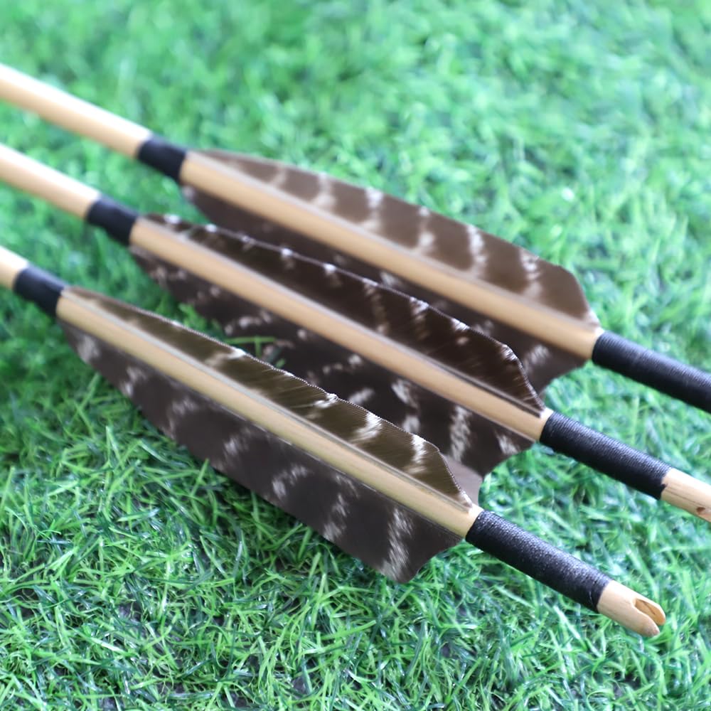 12 Pezzi Tiro con L'Arco Cedar Frecce di Legno con Piuma di Tacchino e Punta di Freccia Pratica per Archi da 25-70 libbre Tiro con L'Arco Pratica di Tiro Caccia