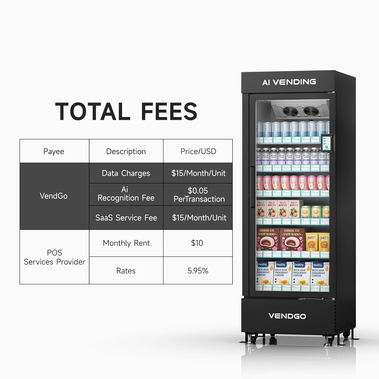 Smart Ai Vending Machine with Card Reader, Snack & Drink Combo, 6-Layer, 700 Can (300ml) Capacity, Refrigerated, Ai Visual Recognition & App Management, Vending Machines for Business