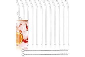 12 Pack Reusable 8 Inch Glass Straws