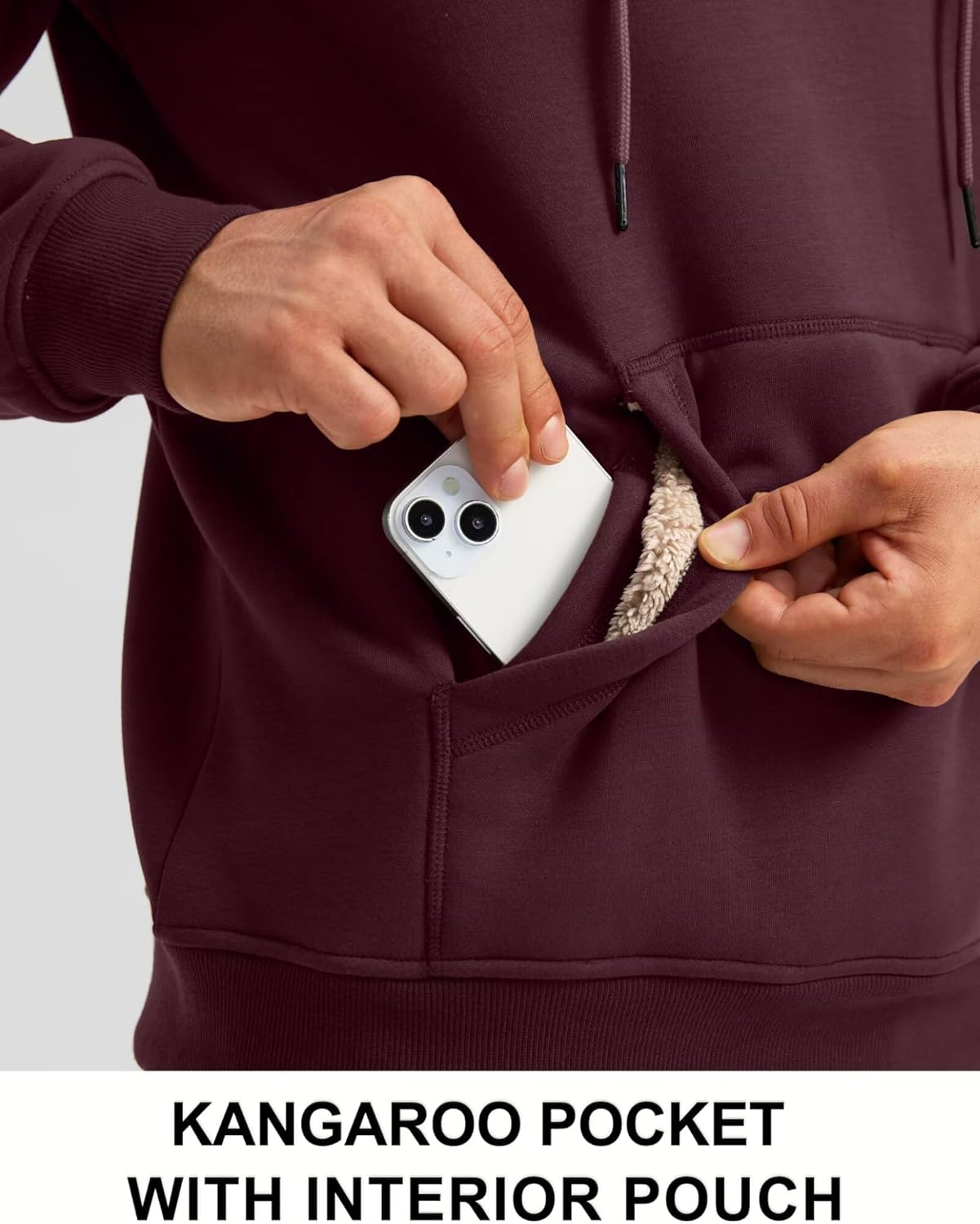 Pudolla Men's Sherpa Hoodie Pullover Winter Thick Warm Fleece Lined Hoodies Athletic Sweatshirts with Kangaroo Pouch Pocket - Image 4