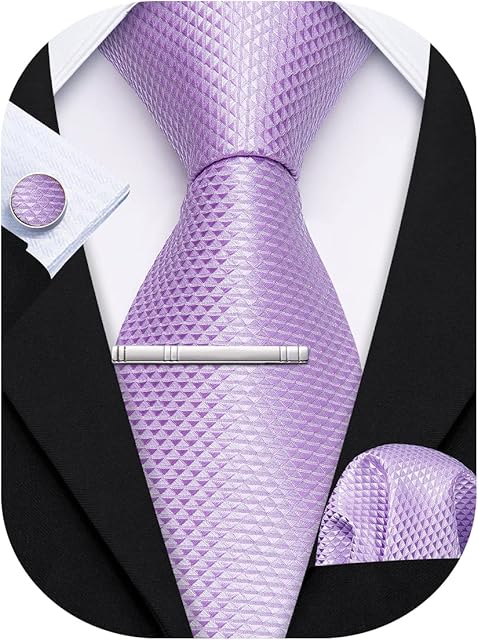 Barry.Wang Men Tie Set Pure Color Necktie Handkerchief Cufflink Silk Exquiste Party Classic Anniversaries