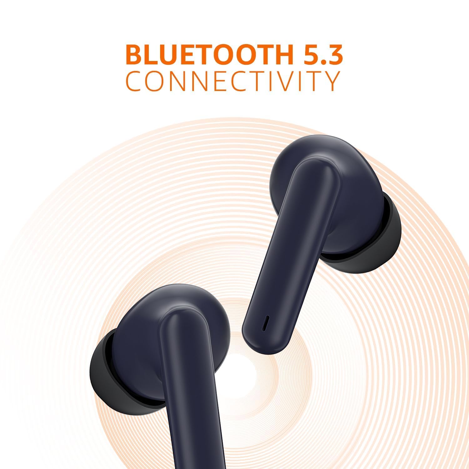 Earbuds showing Bluetooth 5.3 connectivity