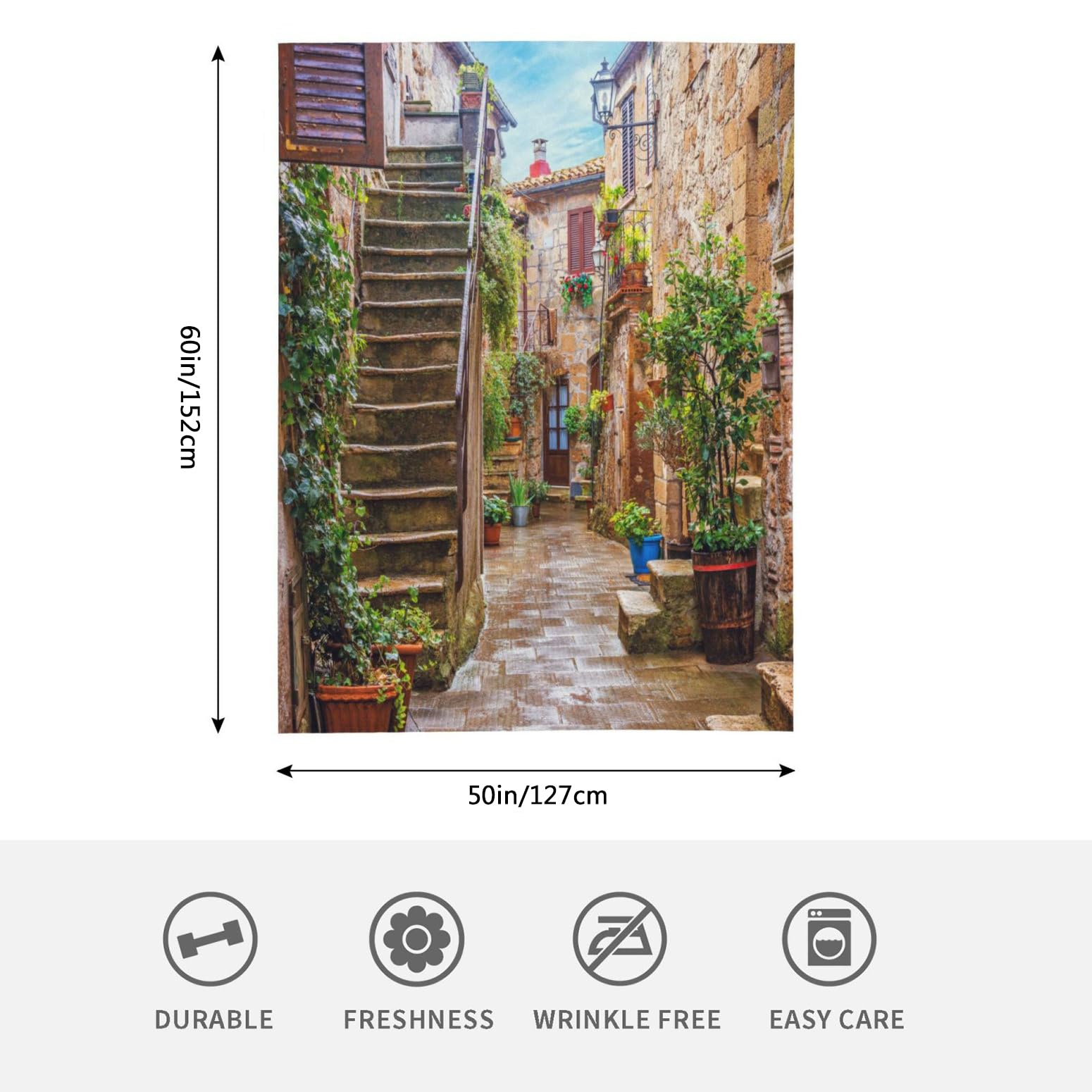 HGOD DESIGNS Italy Throw Blanket Alley in Italian old town Blanket Super Soft Flannel Throw Blanket Lightweight Plush Fuzzy Bed Blanket for Bedding Sofa and Travel 130x150cm - Image 2