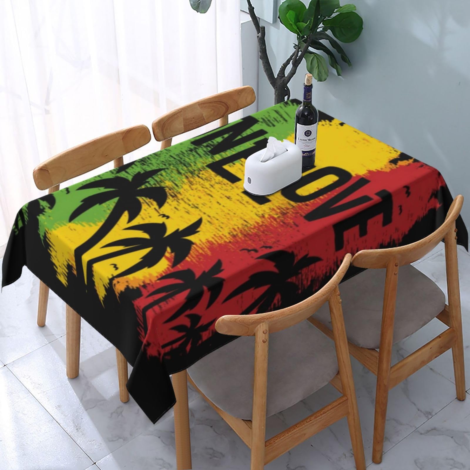 HLBSDM Reggae Music Rasta One Love Rectangle Tablecloth, Suitable for Wedding, Party and Restaurant Festival Gathering Event Polyester Fabric Decorative Tablecloth(54x72in)