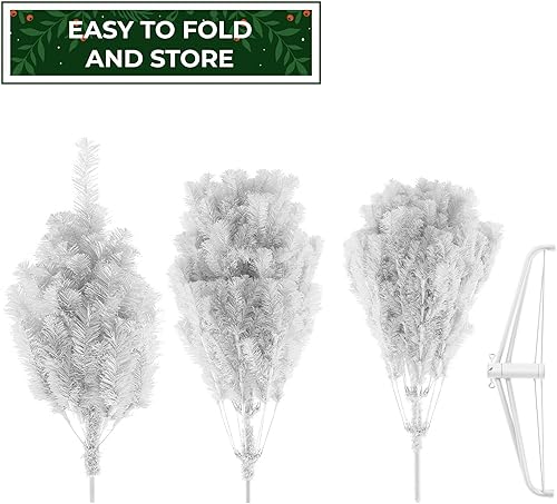 Miniatura 6 de Casafield Árbol de Navidad artificial de abeto blanco de 6 pies con soporte de metal resistente
