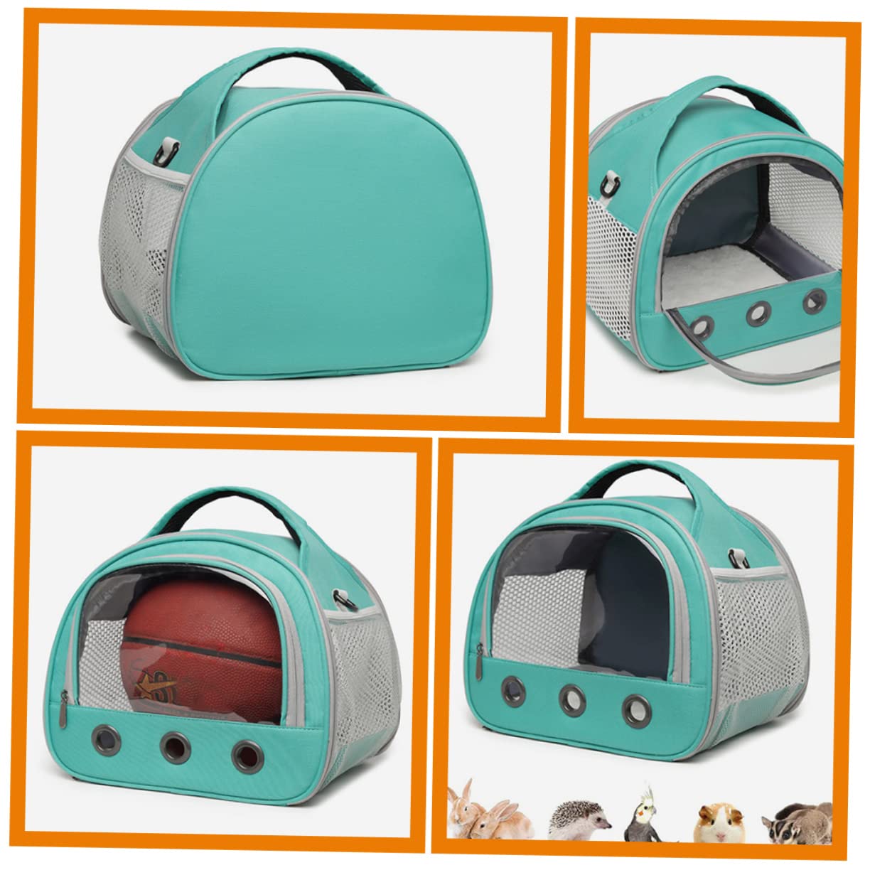 FRCOLOR Hamster Tragetasche Atmungsaktiv mit Transparentem Fenster Abriebfestes Netzmaterial Tragbare Kleintier Reisetasche für Meerschweinchen und Ratten Outdoor Kleintier Transportbox