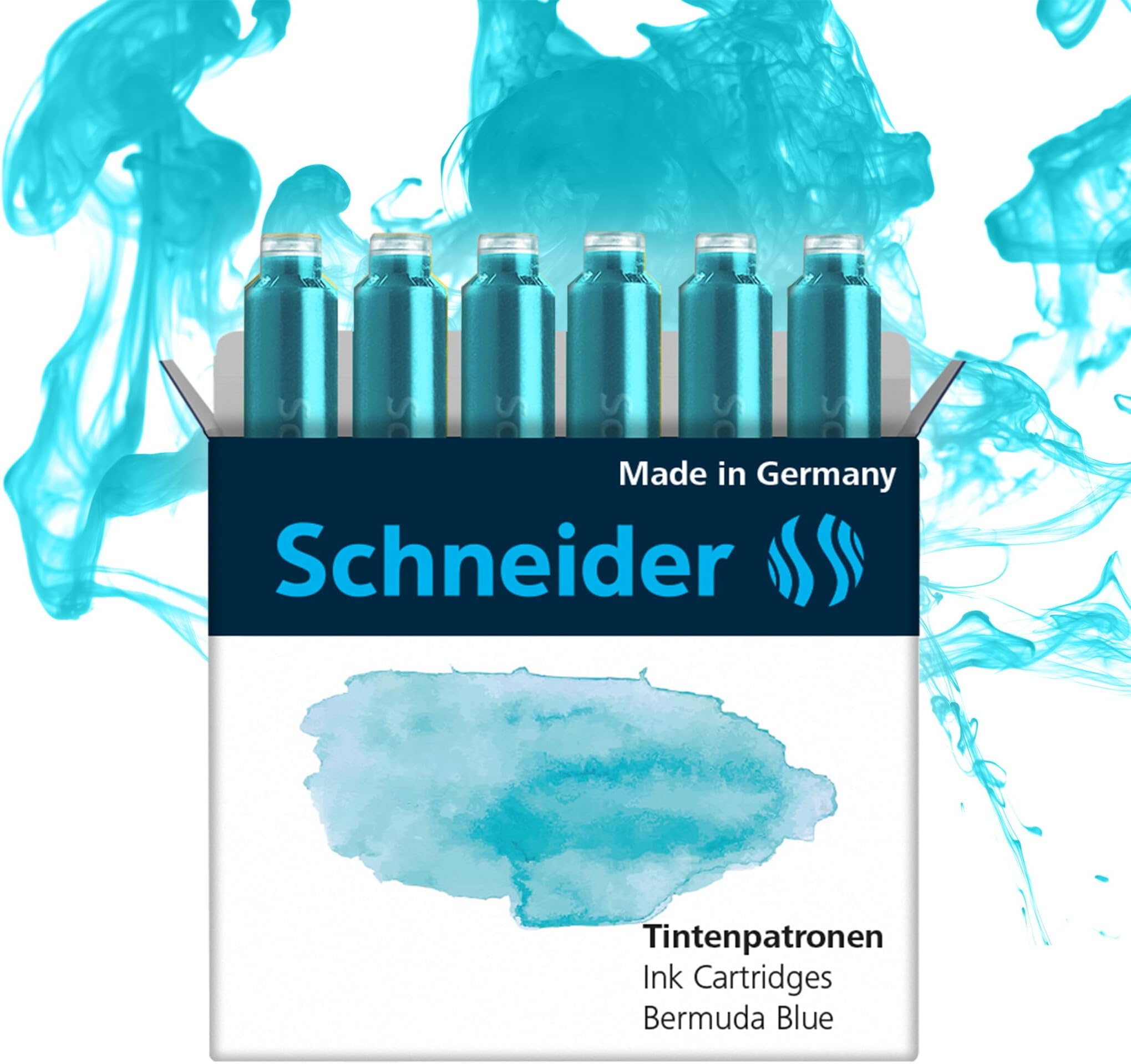 Schneider INK CARTRIDGE PASTEL, 6 CARTRIDGES/BOX, BERMUDA BLUE (166134)