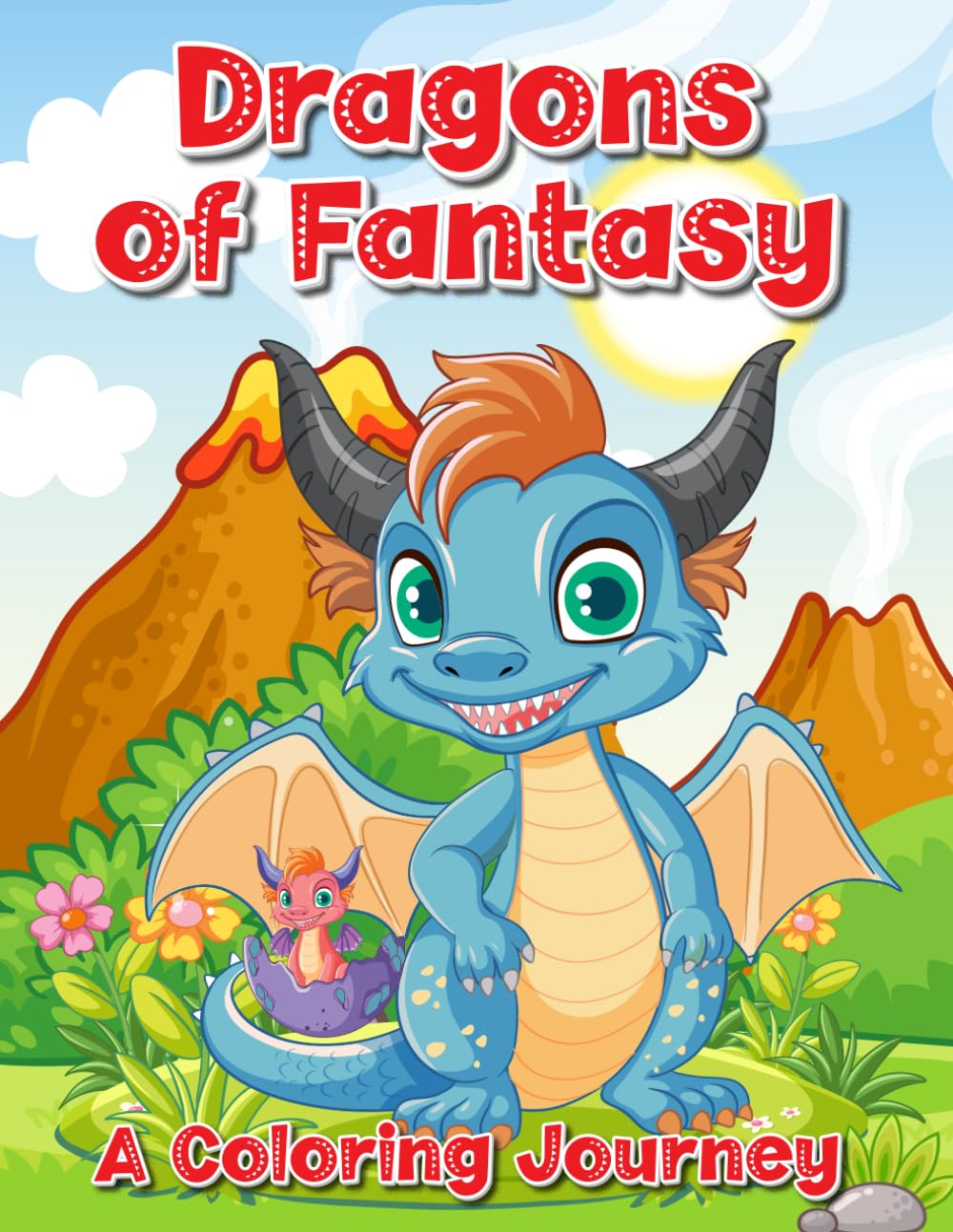 Dragons of Fantasy ,A Colouring Journey: Exciting Pictures to Colour , Some shaded , Picture ranges suitable for all Ages 4 to Adult (Exiting Colouring Books for children and young adults)