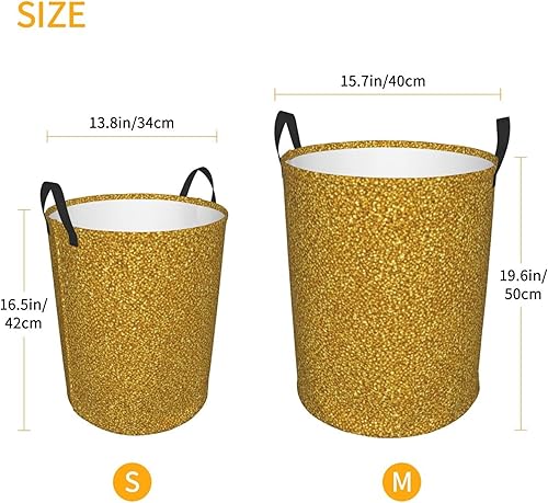 Miniatura 5 de Cesta plegable de moda para ropa sucia compatible con un hermoso patrón de destellos dorados con brillantina, tela impermeable, plegable, fácil de