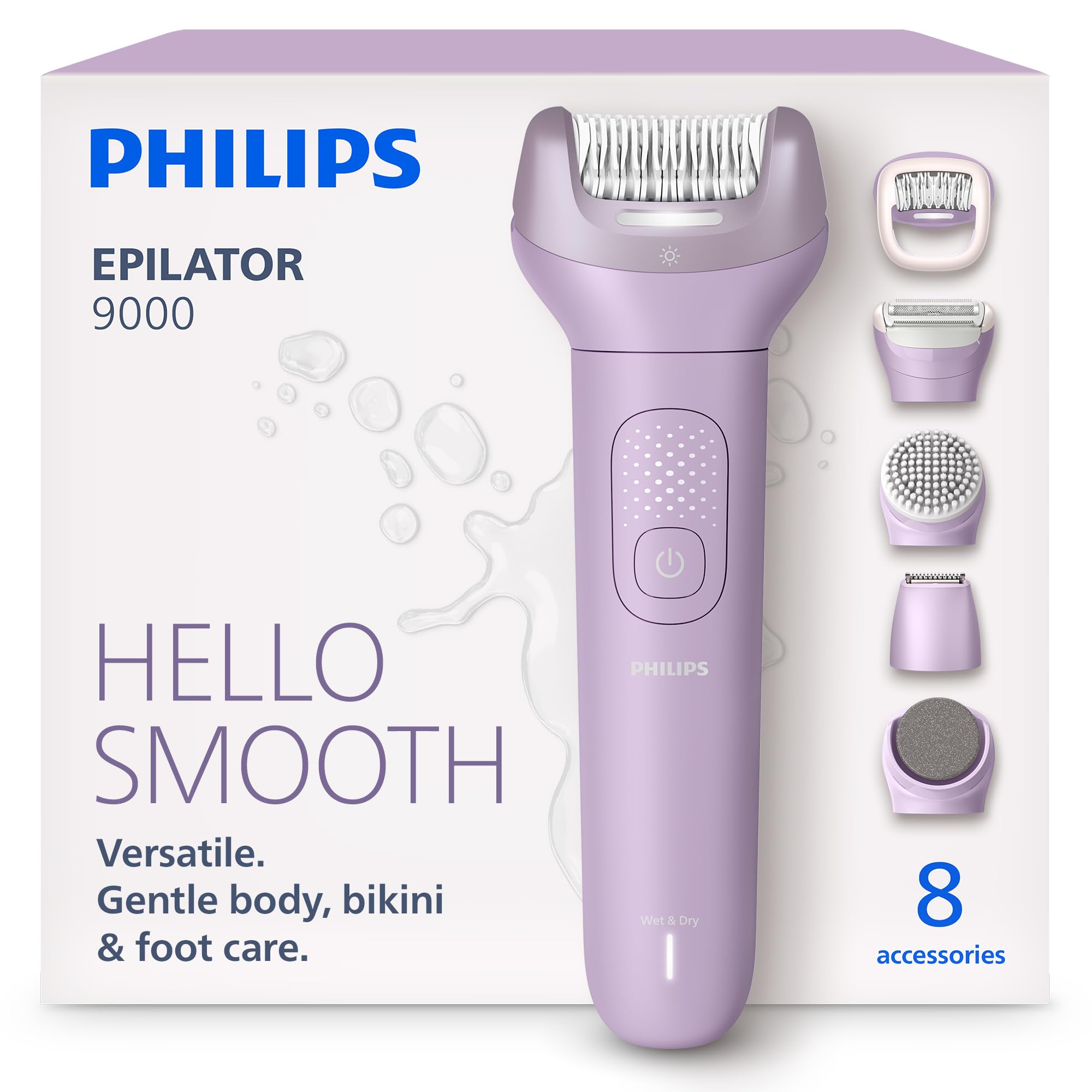 Philips Epilatör Serisi 9000, Kablosuz, Islak ve Kuru Kullanım, ProGuide, LED Işık, 32 Cımbız, BRE728/05