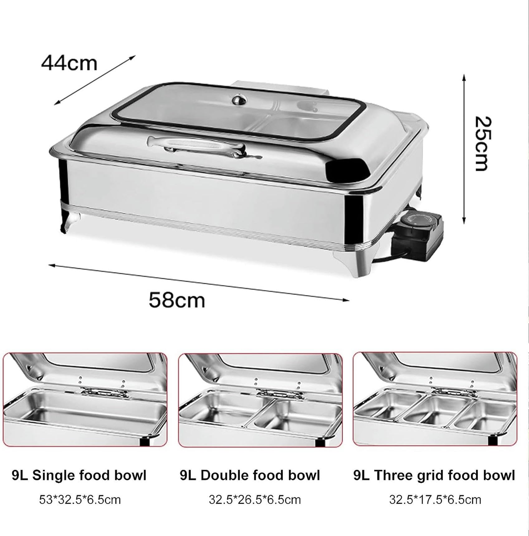 Calentador De Alimentos De 9 litros para Buffet De Fiestas, Calentador Eléctrico con Control De Temperatura, Plato De Acero Inoxidable para Fiestas, Equipo De Buffet para,