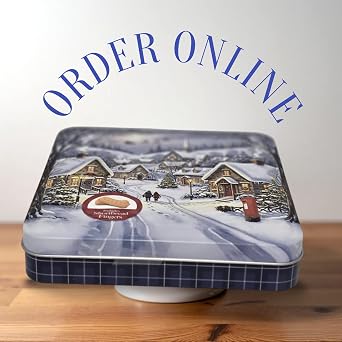 Festive Shortbread Fingers Gift Tin – Assorted Designs Featuring Highland – Holiday Cookie Tin – Traditional Scottish Shortbread Biscuit Assortment (pack of 1 (Christmas scene))