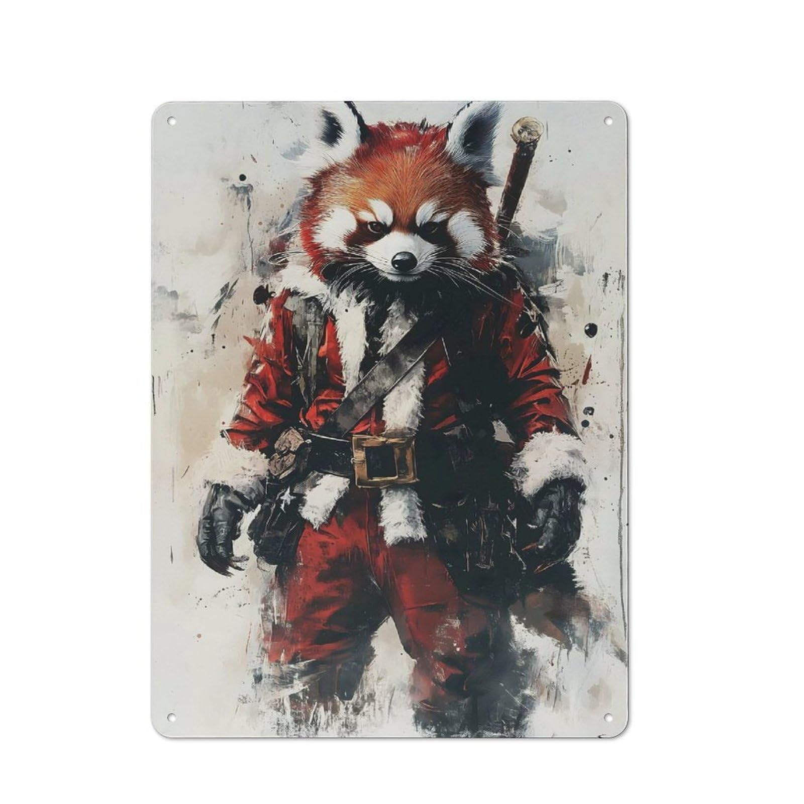 Junmoney Red Panda Santa Claus For Man Cave Or Games Room, Retro Tin Sign 40X30cm, A Christmas Gift For People Styling Man Cave And Games Room