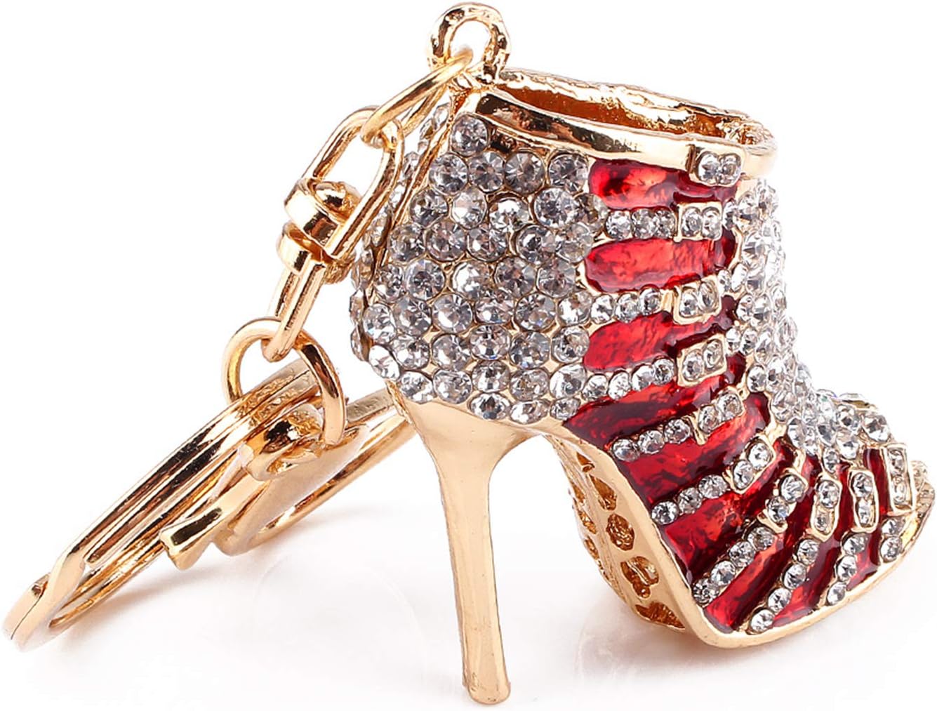 Jeanoko Keychain Bag Key Chain New Crystal Shoe High Heel Pendent Rhinestone Key Purse Bag Keyring Chain Gift - Image 2