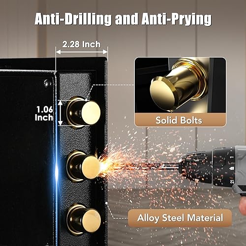 Miniatura 4 de ADIMO Caja de seguridad con bolsa de dinero impermeable ignífuga, caja fuerte de acero aleado para el hogar con teclado digital, bloqueo de doble